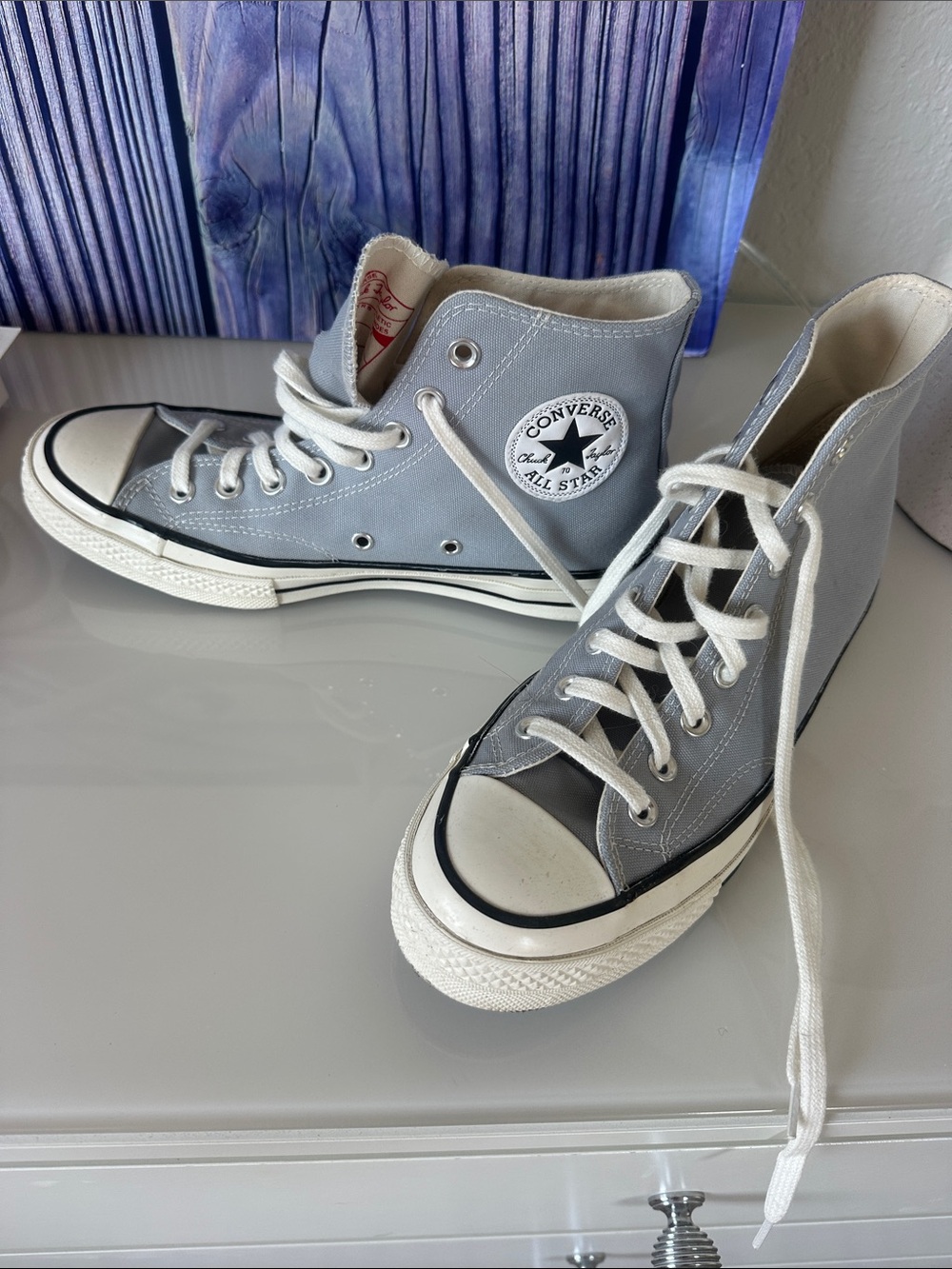 Converse High Top Sneakers - Light Gray & White